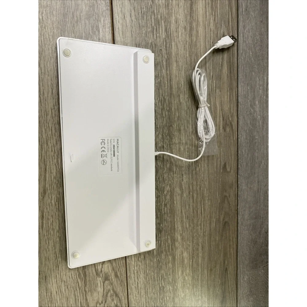 Macally SLIMKEYCA Wired‎ USB Keyboard Mac Silver White Excellent Compact Design